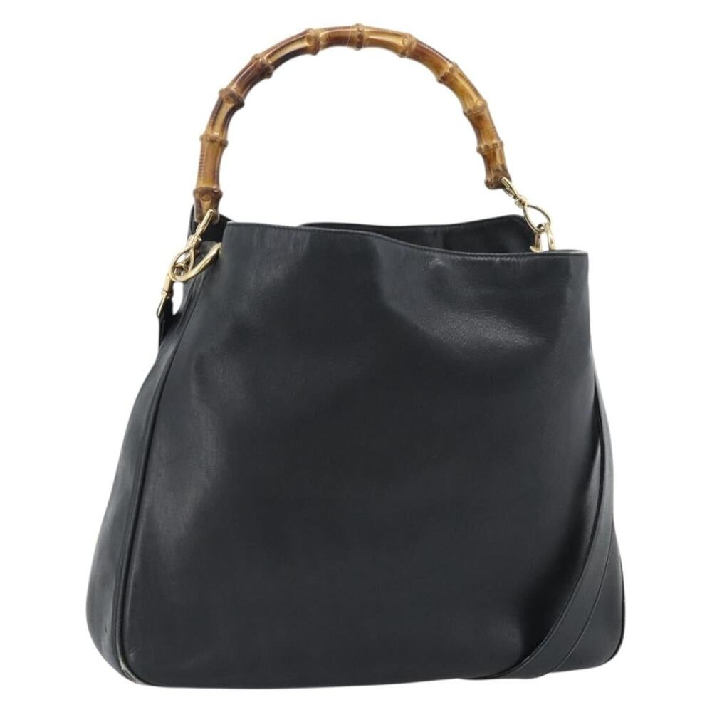 Gucci Bamboo Leather Shoulder Bag Black